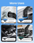 Leebein Electric Spin Scrubber, Cordless Cleaning Brush with 8 Replaceable Brush Heads, Tub and Floor Tile Power Scrubber Dual Speed with Adjustable & Detachable Handle for Bathroom Tub (All Black)