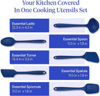 GIR 5-Piece Silicone Kitchen Utensils Set, Non-Toxic Cooking Utensils for Cooking and Baking, Heat Resistant, Food Grade, Dishwasher Safe Rubber Spatula, Ladle, Spoon - Royal Blue