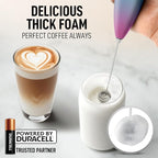 Zulay Kitchen Whisk Milk Frother with 4 Duracell Batteries - Powerful Handheld Foam Maker for Coffee, Lattes, Matcha, Hot Chocolate & Cappuccinos - Whip Creamy Froth in Seconds
