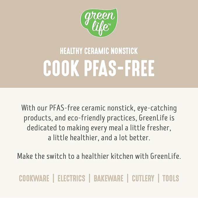 GreenLife Nonstick 2 Piece Frying Pan Set, 9.5" & 11" Skillets Ceramic PFAS-Free Nontoxic, Induction Suitable, Wood Print Handles, Stay-Cool Handles, Deep Cooking Skillets, Egg Pan, Granite Cream