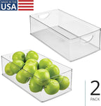 iDesign Stackable Clear Plastic Extra Long Storage Bin, Organizer for Kitchen Cabinet or Pantry, 2-Pack