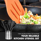 Chef Craft - Premium Silicone Kitchen Tools and Utensils Set, Non-Scratch, Withstands Temperatures up to 450°F, BPA-Free, 7 Piece Cooking Utensils Set, Black