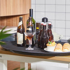 FillTouch 2 Pcs Restaurant Serving Trays PP Plastic Non Slip Rubber Lined Large Oval Tray for Kitchen Dining Room Cafeterias Fast Food Service (24 x 29 Inch,Black)