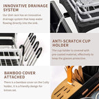 BRIAN & DANY Aluminum Dish Drying Rack, Dish Racks for Kitchen Counter, Dish Drainer with Removable Cutlery Holder & Cup Holder, Unique 360° Swivel Spout Drainboard, 16.5" L x 11.8" W, Silver