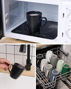 famiware Venus Coffee Mugs for 6, 14 oz Mug Set, Dringking Cup with Handle for Coffee, Tea, Cocoa, Milk, Matte Black (Pack of 2)
