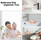 MicoYang Silicone Bathroom Soap Dishes with Drain Spout-Bathroom and Kitchen Sink Organizer,Sponge Holder,Dish Soap Tray,Perfect for Dispenser,Scrubber,Bottle,Cup on Sink or Counter-Pink 4.9"×3.2"