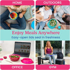 Bentgo Easyboxes Salad-to-Go Containers - 8-Piece Set: 4 Bowls, Leak-Proof Dressing Cups Built-In & 4 Fitted Lids Seal in Freshness; Reusable/BPA-Free for Salad, Pasta, & Cereal (Jewel Brights)