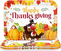 Whaline 3 Pcs Thanksgiving Day Serving Trays Turkey Pumpkin Maple Leaves Reusable Melamine Trays Platters for Fall Autumn Harvest Holiday Party Food Snack Dessert Decorations, 10 x 13 Inch