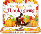 Whaline 3 Pcs Thanksgiving Day Serving Trays Turkey Pumpkin Maple Leaves Reusable Melamine Trays Platters for Fall Autumn Harvest Holiday Party Food Snack Dessert Decorations, 10 x 13 Inch