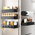 Magnetic Spice Rack for Refrigerator,5 Pack Magnetic Shelf,Fridge Magnet Organizer with Paper Towel Holder,Fridge Organizers and Storage Black(5 Pack)