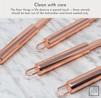 Copper Cooking Utensils Set – 5-Piece Rose Gold Stainless Steel Kitchen Tools for Cooking and Serving Includes Ladle, Spoon, Pasta Fork, Spatula, and Skimmer – Stylish Copper Kitchen Accessories