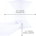 PLASTICPRO Disposable 64 ounce Square Serving Bowls, Party Snack or Salad Bowl, Large Plastic Elegant White Pack of 4