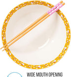 Silver Buffalo Sanrio Hello Kitty Pink and Gold Japanese Pattern with Flowers Ceramic Ramen Noodle Rice Bowl with Chopsticks, Microwave Safe, 30 Ounces