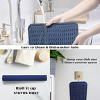 ZLR Silicone Dish Drying Mat & Heat Resistant Trivet (12" x 16") - Waterproof Counter Protector for Air Fryer, Coffee Maker - Non-Slip, BPA Free Kitchen Pad, Easy Clean Dishwasher Safe (Midnight Blue)