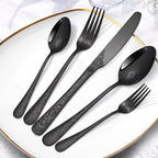 40-Piece Unique Silverware Set,OIULO Embossed Pattern Flatware Set for 8,Stainless Steel Silverware Flatware Cutlery Set,Vintage Fine Utensils Include Knife/Fork/Spoon,Mirror Finished,Dishwasher Safe