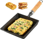 Tamagoyaki Pan, Cast Iron Japanese Omelette Pan for Breakfast, Perfect Rolled Eggs - Rectangular Egg Skillet for Gas & Induction Stovetops - Naturally Nonstick Surface When Seasoned, 7.2 x 6.1 inches