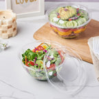 Jaluxing [32 oz. 150 Sets Clear Plastic Salad Bowls with Airtight Lids Disposable To Go Mixing Containers Serving for Fruit, Quinoa, Lunch and Meal Prep