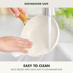 GreenPan 8" 10" and 12" 3 Piece Frying Pan Skillet Set, Hard Anodized Ceramic Nonstick, PFAS-Free, Gold Handle, Dishwasher Safe, Oven Safe, Blue and Cream Mix