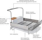 KitchenAid Full Size Compact to Full Capactiy Expandable Rust Resistant Dish Rack, with Self Draining Angled Drainboard and Removable Flatware Caddy, 24-Inch, White