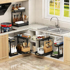 ARSTPEOE Under Sink Organizer - 2 Packs Multi-Purpose Pull-Out Storage Organizers, Slide out Pull out Cabinet Organizer Shelf, Storage for Kitchen Bathroom, Black