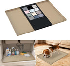 URMONA Waterproof Silicone Under Sink Mat 25'' x 19'' Shelf Liner for Kitchen and Bathroom, Cabinet and Counter Protector, Storage and Organizers, Litter Mat, Pet Cat Puppy Essentials(Khaki)