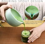 Artcome 7 Pcs Complete Matcha Ceremony Kit for Tea Ceremony, Bowl with Pouring Spout, Whisk, Tea Scoop, Matcha Powder Strainer, Matcha Tea Set For Making Usucha, Koicha and Matcha Latte (Green)