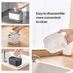 RUFCRIL Soap Pump Dispenser and Sponge Holder, 10oz / 300ml Dish Soap Dispenser for Kitchen,Black