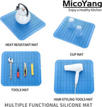 MicoYang Silicone Dish Drying Mat for Multiple Usage,Easy clean,Eco-friendly,Heat-resistant Silicone Mat for Kitchen Counter or Sink,Refrigerator or Drawer Liner Lichen BlueL XL 18 inches x 16 inches