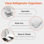 Fridge Organizers and Storage, 6 Pack Clear Freezer Organizer Bins with Lids for Kitchen, Pantry, Refrigerator, Food, Fruit, Vegetable Storage