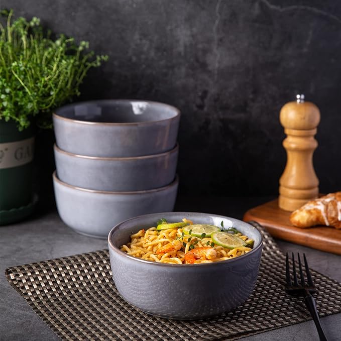 AmorArc Stoneware Dinnerware Sets,Round Reactive Ceramic Plates and Bowls Sets,Highly Scrath Resistant | Dishwasher & Microwave Safe Dishes,Service for 4 (12pc)