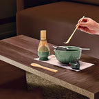 Matcha Ceremony Accessory,temmoku glaze Matcha Whisk, Traditional Scoop (Chashaku), Tea Spoon, Whisk Holder, 1 tea bowl, 1 tea siev, The Perfect Set to Prepare a Traditional Cup of Matcha. (Green)