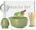 Matcha Whisk Set - 5PCS Matcha Set Includes 17OZ Chawan with Spout, Bamboo Chasen Whisk with Ceramic Holder, Matcha Scoop and Stainless Sifter, Matcha Kit for Ceremony, Gift for Matcha Lovers