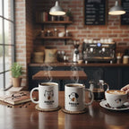 Valentine's Day Mug Gift, Ceramic Mugs Set, Porcelain Coffee Cups with Hot Chocolate Powder & English Breakfast Tea Set as Wedding & Engagement Gift for Women&Men