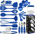 Kaluns Silicone Kitchen Utensils Set 24 Pcs Cooking Utensils Set - Can Opener, Masher, Turner, Spatula 446°F Heat Resistant Non-Stick - Premium Silicone and Stainless Steel Utensil Set