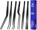 Kitchen Tweezer Tongs Set,6 Pcs Kitchen Tweezers,8" Cooking Tweezers Set,Stainless-Steel Food Chef Culinary Tweezers Tongs for Baking Decorating Feeding Plating,Black