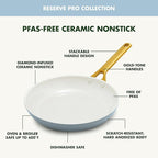 GreenPan Nonstick Reserve Pro 10” & 12” Frying Pan Set, NSF Certified Ceramic, Hard Anodized PFAS-Free Skillets, Stainless Steel Handles, Oven & Dishwasher Safe, Glacier Blue