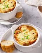 DELLING Soup Bowls with Handles Set of 6, 24 Oz Ceramic French Onion Soup Crocks Oven Safe - Large Soup Mugs for Chili Stew Cereal, Microwave Dishwasher Safe, White