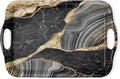 Serving Tray Decorative Tray with Handles Multi-Purpose Rectangular Serving Trays for Restaurant, Parties, Coffee Table, Kitchen - Black and Gold Marble Pattern