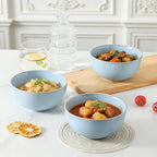 Cereal Bowls, 24 oz Ceramic Bowls Set of 4, Stoneware Bowl Set for Salad, Kitchen, Soup, Dessert, Ramen, Dishwasher and Microwave Safe, Skyblue