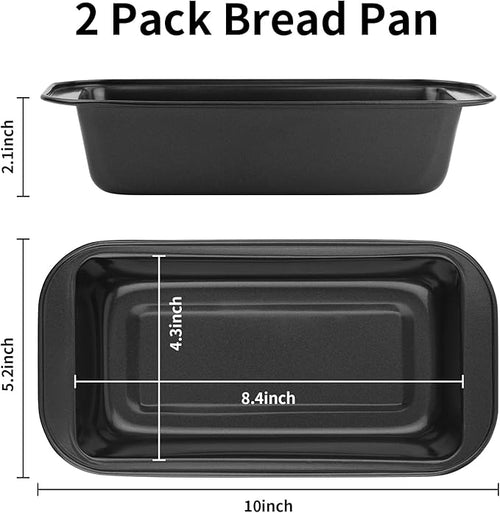 2PCS Nonstick Bread Pan - 8” x 4” Carbon Steel Loaf Baking Pans, Dishes，Rectangle Baking Supplies for Homemade Bread, Meatloaf, Cakes, Sourdough, Brownies, and Lasagnas