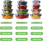 HOMBERKING 24pc Borosilicate Glass Food Storage Containers with Snap Locking Lids, Glass Meal Prep Containers, Airtight Lunch Boxes, Oven, Freezer and Dishwasher Safe, BPA Free, Kitchen Storage Set