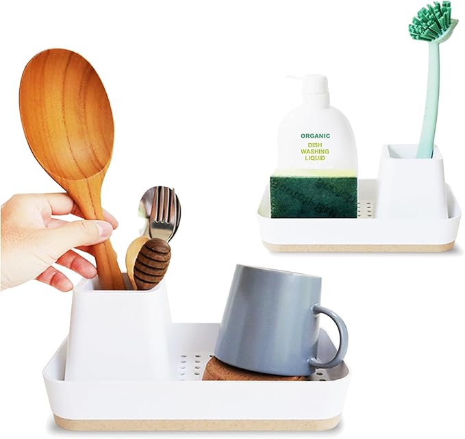 M= MINIMALSCULPT = Boat Multi-Purpose Storage, Sink Caddy, Utensil Holder, Desk Organizer, Toothbrush Holder, Make up Holder (White)
