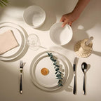Ceramic Dinnerware Set, 12-Piece Service for 4, Soup Bowls (31.5 oz), Salad Plates (7.5"), Dinner Plates (10.5"), Round, Microwave and Dishwasher Safe, White, Cambridge Classics