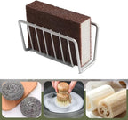 Sponge Holder for Kitchen Sink, Stainless Steel Sink Caddy with Strong Suction Cups, Rustproof Suction Sponge Holder Organizer for Sponge, Scrubber & Brush – Silver