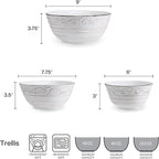 Pfaltzgraff Trellis Serving Bowls, Set of 3, White