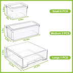 YINGRACE 10 Pack Fridge Organizer Bins, Stackable Refrigerator Organizers and Storage, With a Pull-out Large Drawer, BPA-Free Clear Containers For Fruit, Vegetable, Drinks