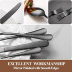 20 Pcs Black Silverware Set for 4 with Hammered Design, Food Grade Stainless Steel Flatware Set, Eating Utensils Sets Include Fork/Knife/Spoon, Cutlery Set, Dishwasher Safe