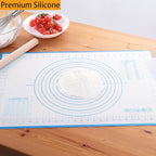 Silicone Baking Mat，Non Stick Rolling Dough with Measurements for Pie Pizza Cookies Fondant Making，Extra Thick Non Slip Silicone Pastry Mat (Blue, L-16"×24")