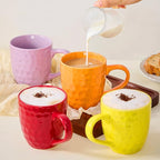 Coffee Mugs Set of 6，14 oz Large Ceramic with Handles,Coffee,Salad,Noodles etc Cups for Cereal Latte,Vibrant Colors (Vibrant 6, 14-oz)