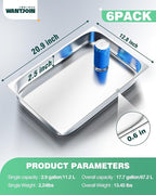 WantJoin Steam Table Hotel Pans 1/1 Full Size 2.5 Inch Deep 6 Pack, Stainless Steel Metal Tray Sets Food Storage Container for Restaurant Chafing Dishes Commercial Buffet Catering Supplies